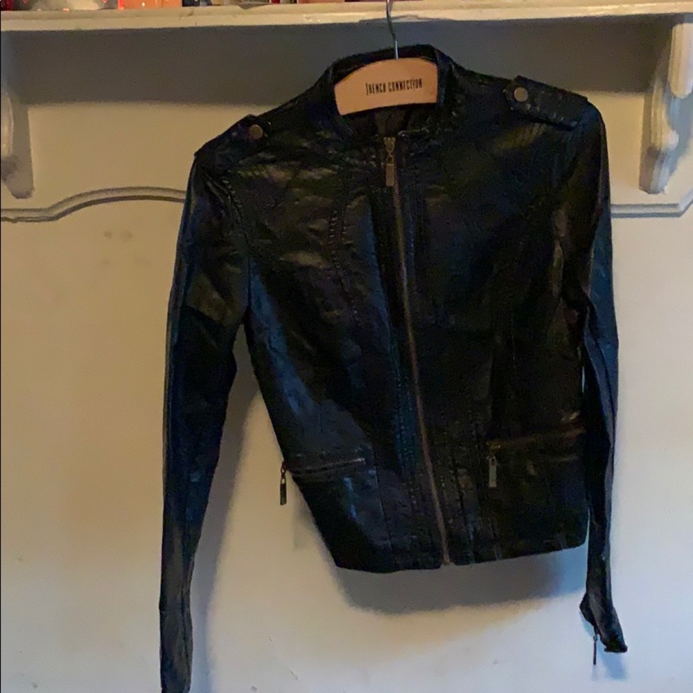 Faux leather motorcycle jacket